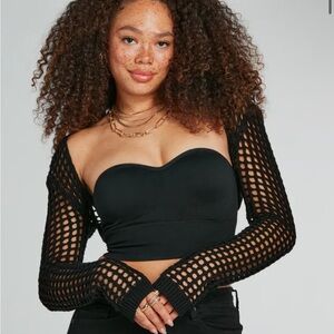 Windsor Coastal Chic Crochet Knit Bolero in black.